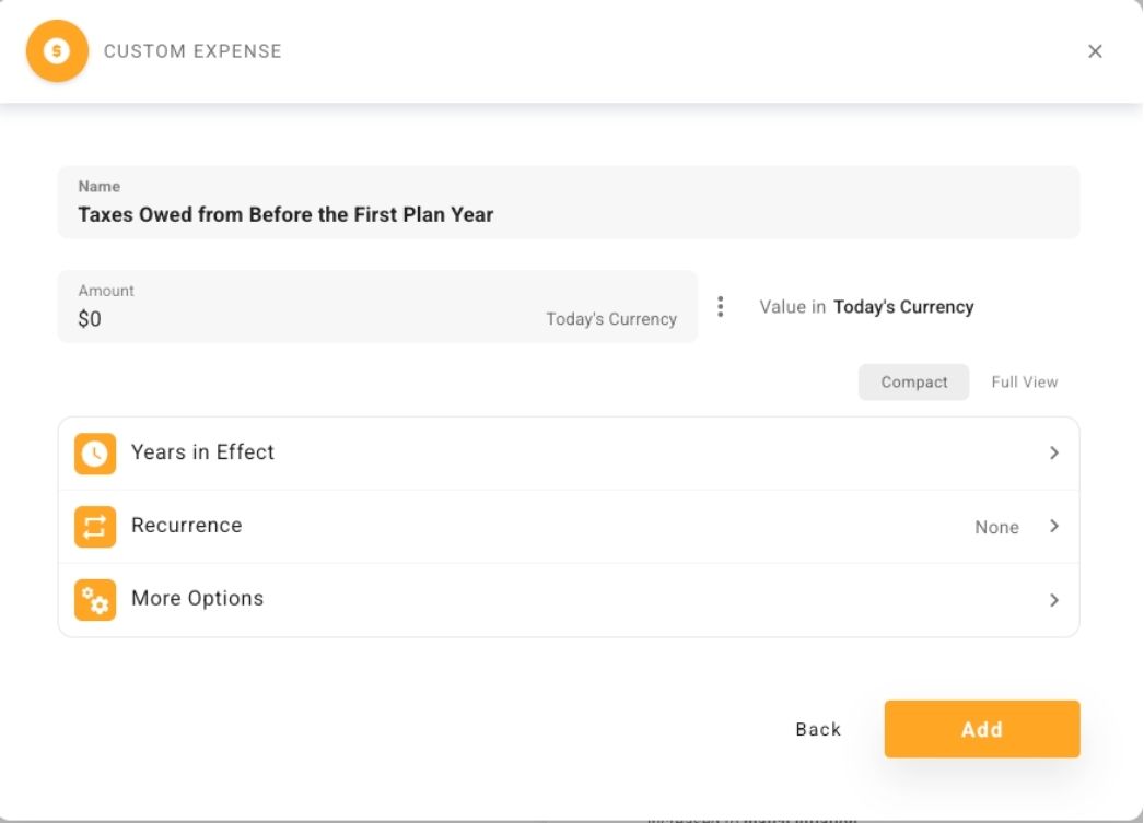 Custom Expense for Tax
